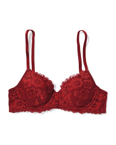 voorgevormde kanten bh met beugel donkerrood donkerrood - 21801015DARKRED - HEMA