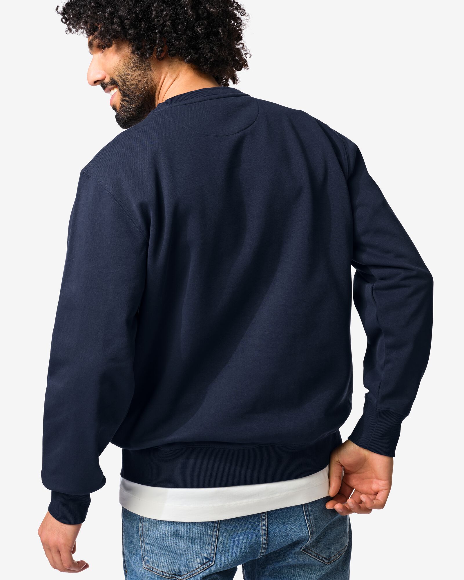 herentrui Daryl regular fit sweatstof donkerblauw donkerblauw - 2148130DARKBLUE - HEMA