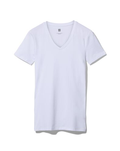 Herren-T-Shirt, Slim Fit, tiefer V-Ausschnitt, extralang weiß XXL - 34292739 - HEMA
