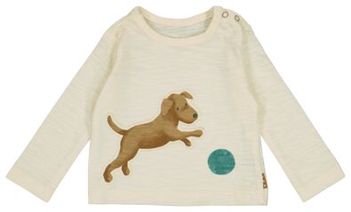 Newborn-T-Shirt mit Hund eierschalenfarben - 1000028730 - HEMA