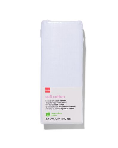 drap-housse - coton doux - 90x200 cm - blanc - 5140010 - HEMA