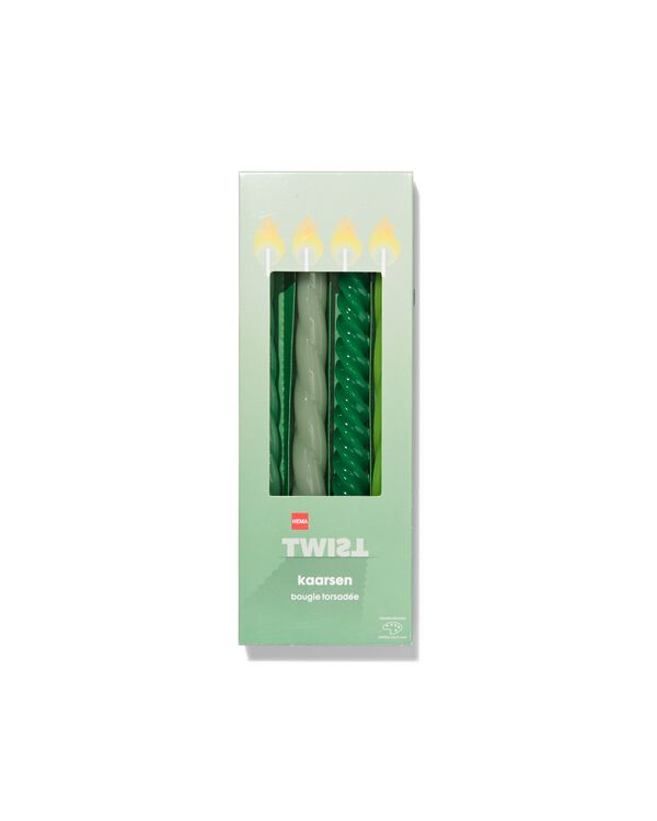 kaarsen met twist &Oslash;2x25 groen - 4 stuks - 13506028 - HEMA