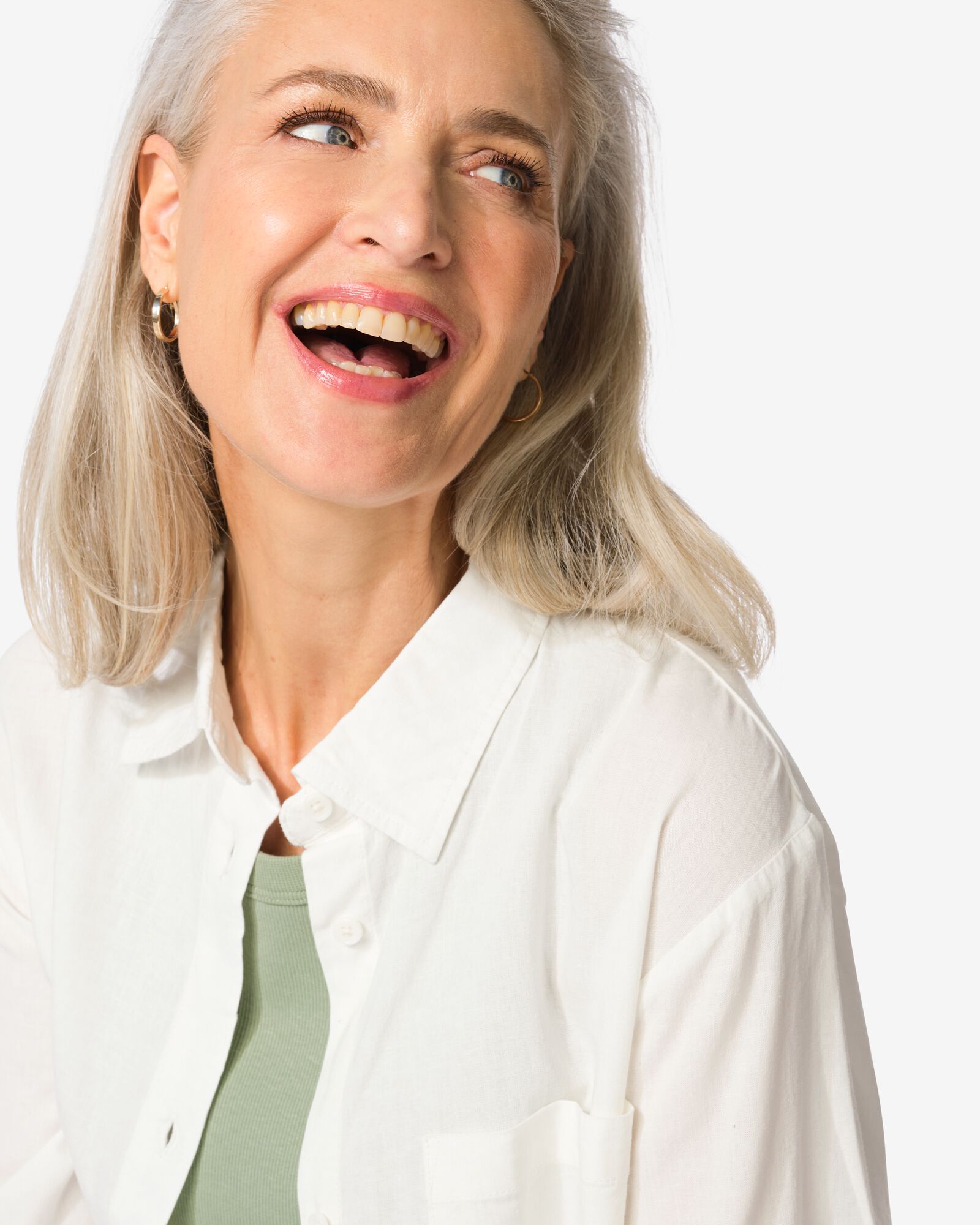 damesblouse Lizzy met linnen wit wit - 36289370WHITE - HEMA