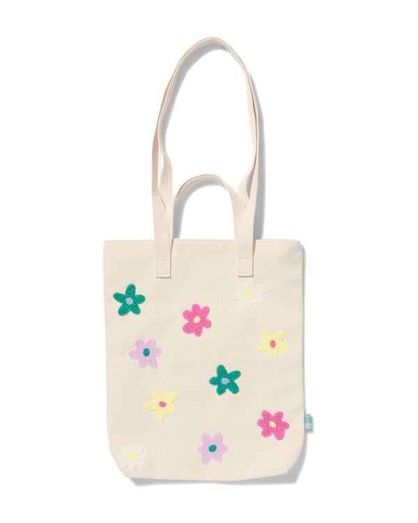 sac en toile avec fleurs en éponge 36x42 - 61110067 - HEMA