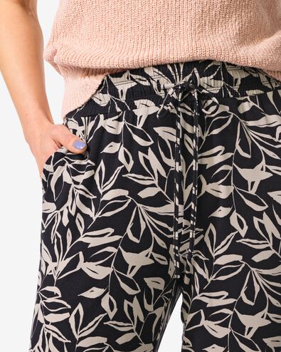 pantalon femme Mila regular fit jersey feuilles noir/blanc noir/blanc - 36209680BLACKWHITE - HEMA