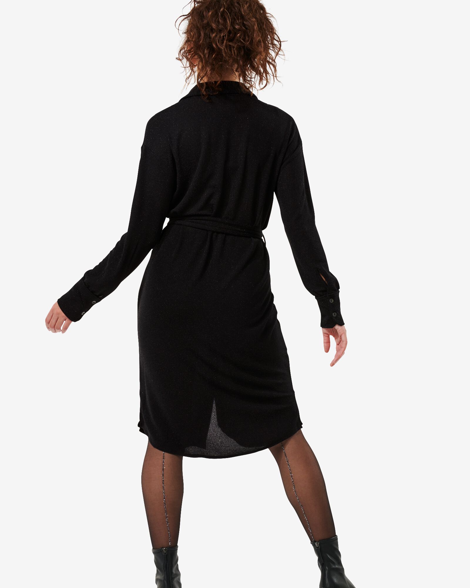 Caitlin Robe robe boutonnée femme Caitlin avec paillettes noir - HEMA