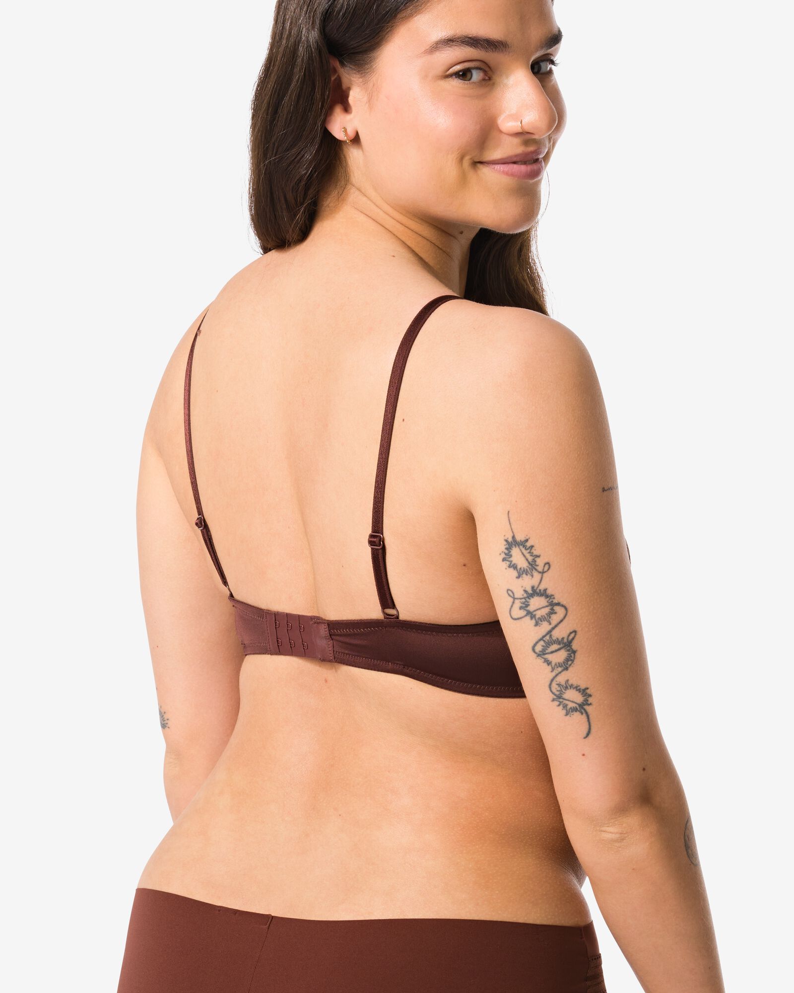 voorgevormde kanten bh met beugel donkerbruin donkerbruin - 21801065DARKBROWN - HEMA