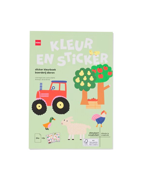 kleurboek A5 met stickers boerderijdieren - 15900113 - HEMA