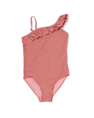 kinderbadpak seersucker  donkerroze donkerroze - 22260190DARKPINK - HEMA