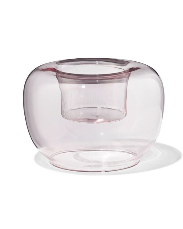 sfeerlichthouder glas retro roze - 13325050 - HEMA