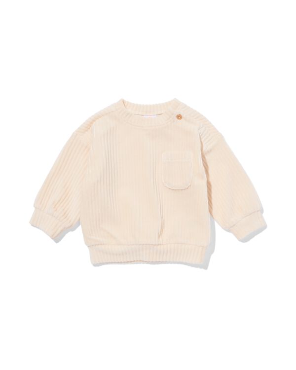 babysweater velours rib  ecru ecru - 33049870ECRU - HEMA