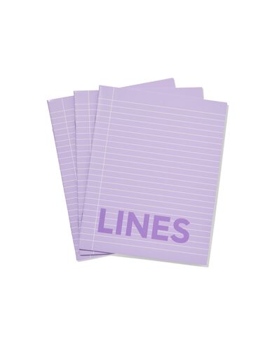 schriften lila A5 gelinieerd - 3 stuks - 14120210 - HEMA