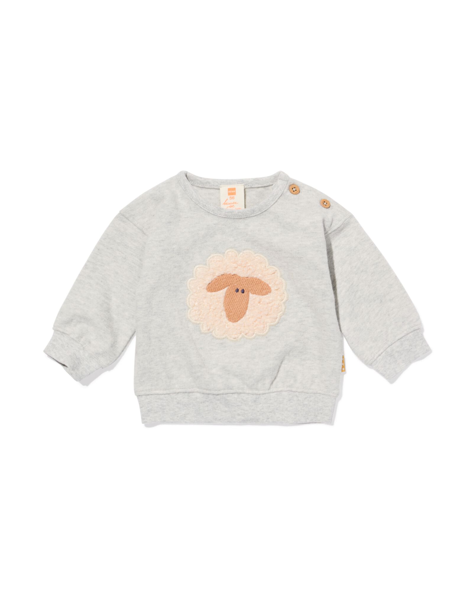 newborn sweater schaap grijsmelange - 33436320GREYMELANGE - HEMA