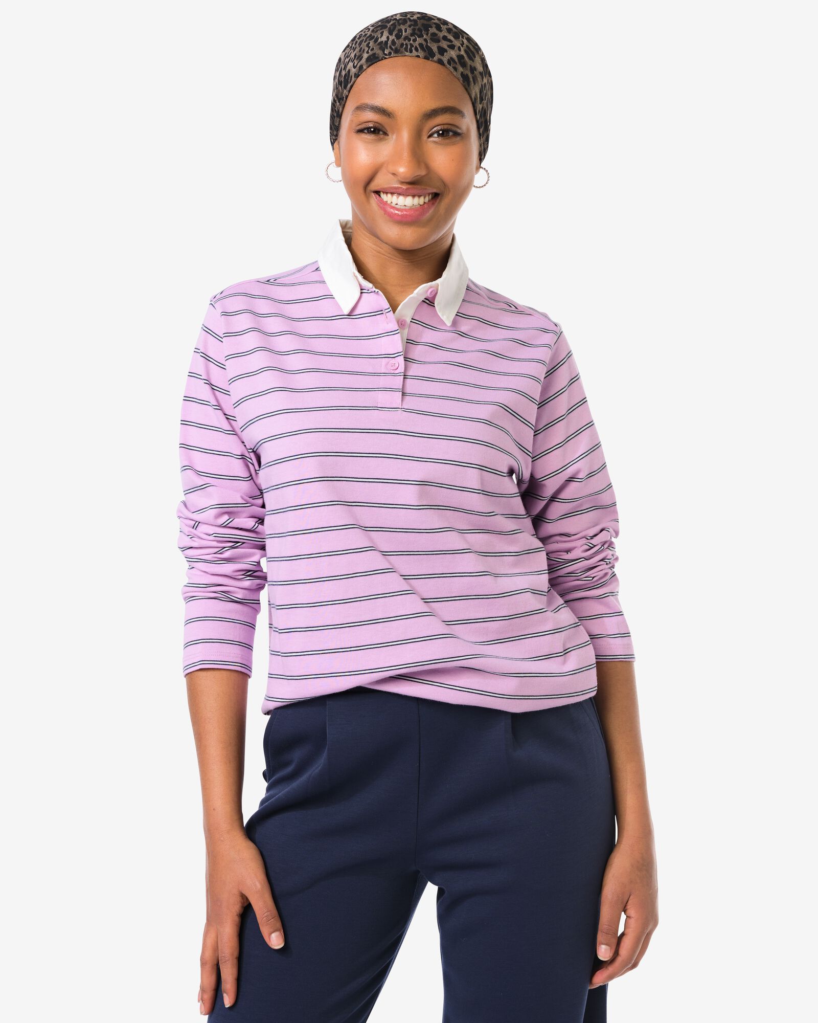 damesshirt Elif jersey strepen roze roze - 36206870PINK - HEMA