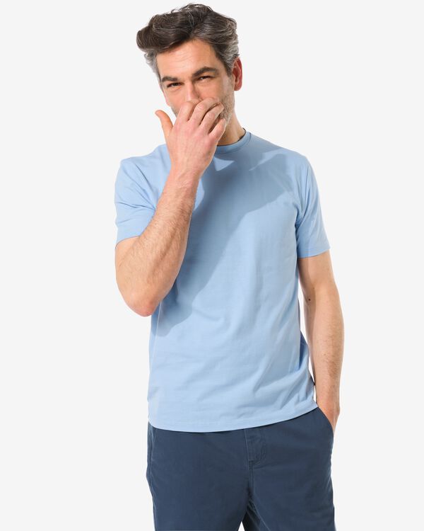 heren t-shirt met stretch blauw blauw - 2115202BLUE - HEMA
