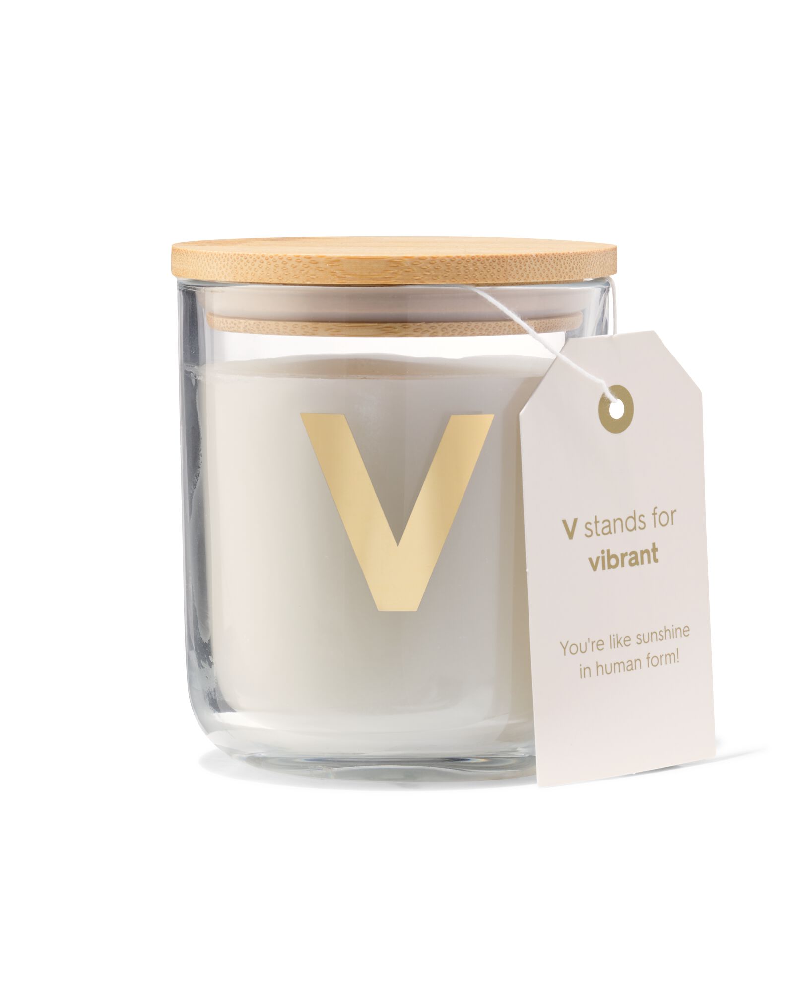 bougie en verre &Oslash;8x10cm lettre V - 61100421 - HEMA