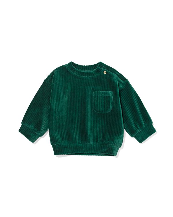 babysweater velours rib groen groen - 33169970GREEN - HEMA