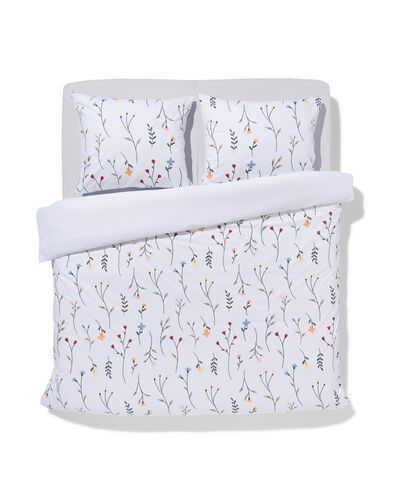 dekbedovertrek zacht katoen 200x200/220 bloemen wit - 5790204 - HEMA