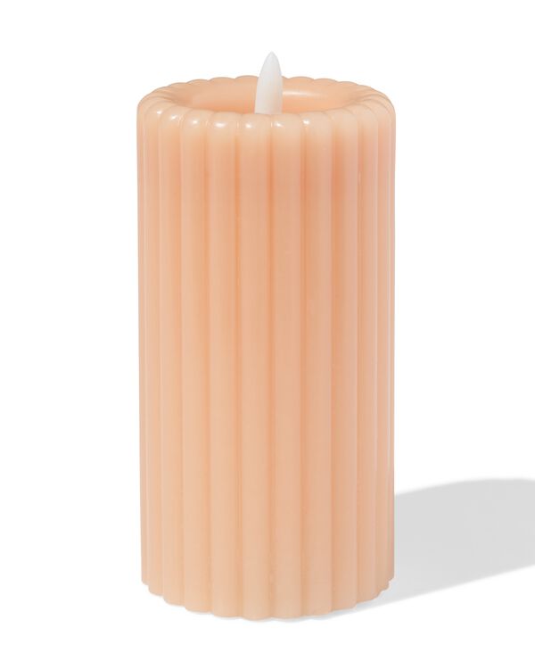 bougie led ⌀7,5x15cm nervur&eacute;e naturelle - 13550131 - HEMA