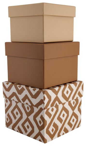 3 boîtes de rangement en carton boho - 39821181 - HEMA