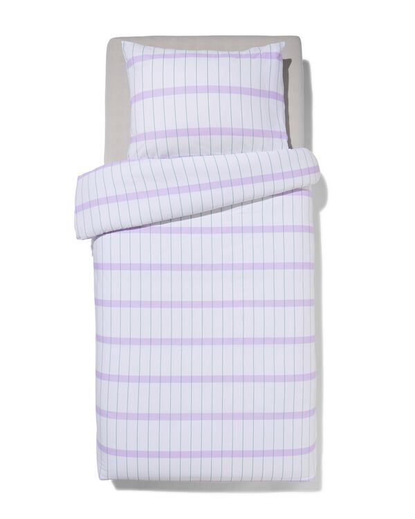 housse de couette en coton doux 140x200/220 blocs lilas - 5760134 - HEMA