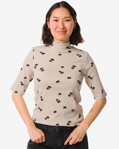 t-shirt femme Clara côtelé sable XL - 36254954 - HEMA