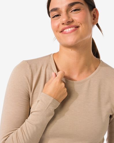 dames themo t-shirt ronde hals beige beige - 36364070BEIGE - HEMA