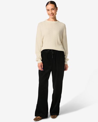 damesbroek Lena corduroy zwart - 36205250BLACK - HEMA