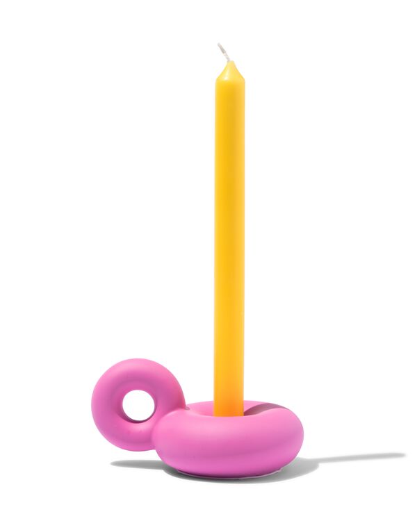 Kerzenständer mit Henkel, Ø 10.5 x 4.5 cm, rosa, Keramik - 13323157 - HEMA