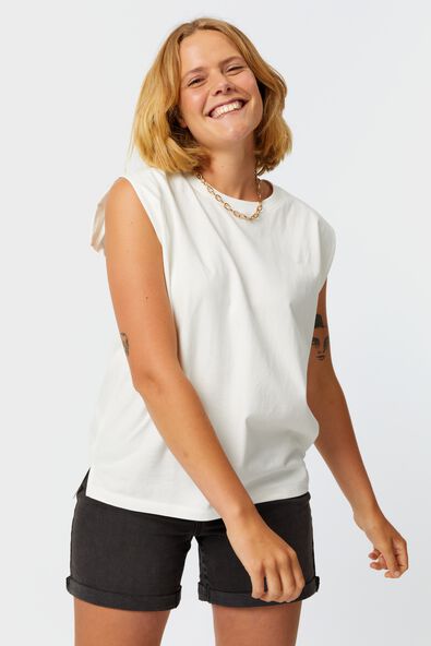 t-shirt femme Dany à manche bouffante blanc - 1000027989 - HEMA