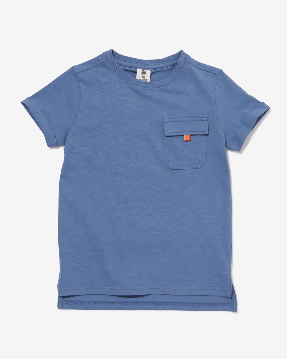 kinder t-shirt met borstzak blauw blauw - 1000030908 - HEMA