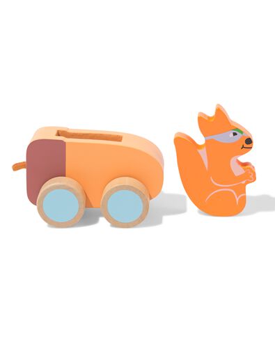voiture avec &eacute;cureuil superh&eacute;ros 10x12x6,5cm bois - 15100399 - HEMA