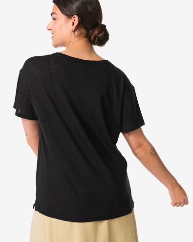 Damen-T-Shirt Evie, mit Leinenanteil schwarz schwarz - 36264050BLACK - HEMA