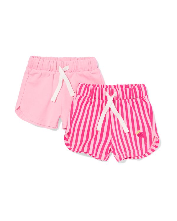 babyshorts comfort fit strepen - 2 stuks roze roze - 33095670PINK - HEMA