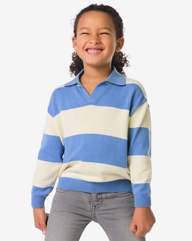 pull enfant en maille fine rayures  bleu bleu - 30710701BLUE - HEMA
