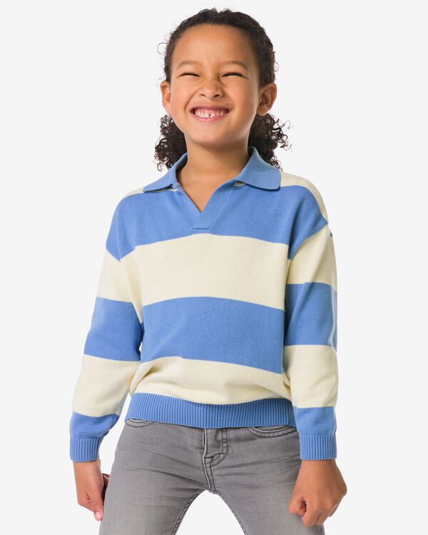 kindertrui fijngebreid strepen  blauw blauw - 30710701BLUE - HEMA
