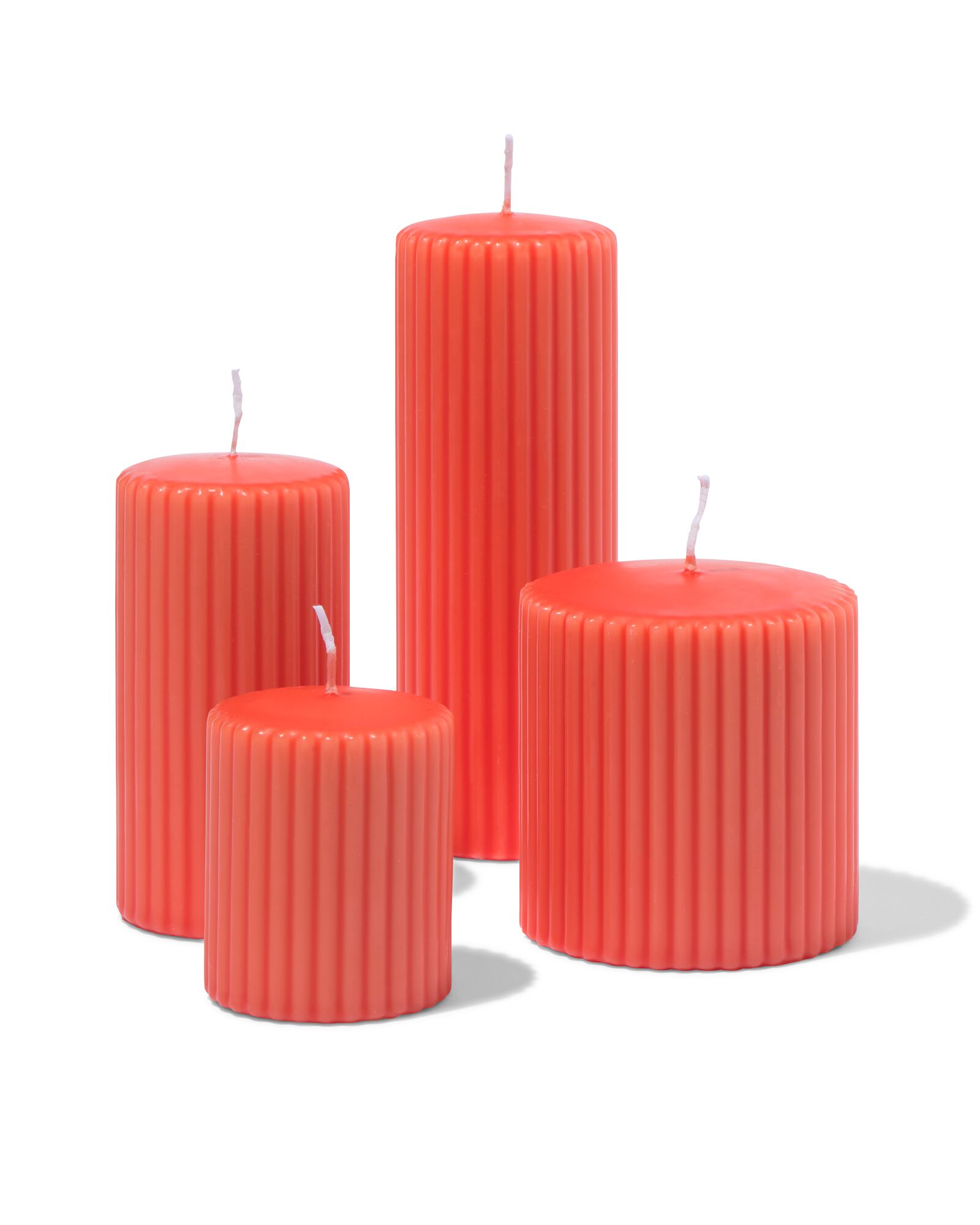 bougie cylindrique ⌀7x8cm nervur&eacute;e orange - 13509060 - HEMA