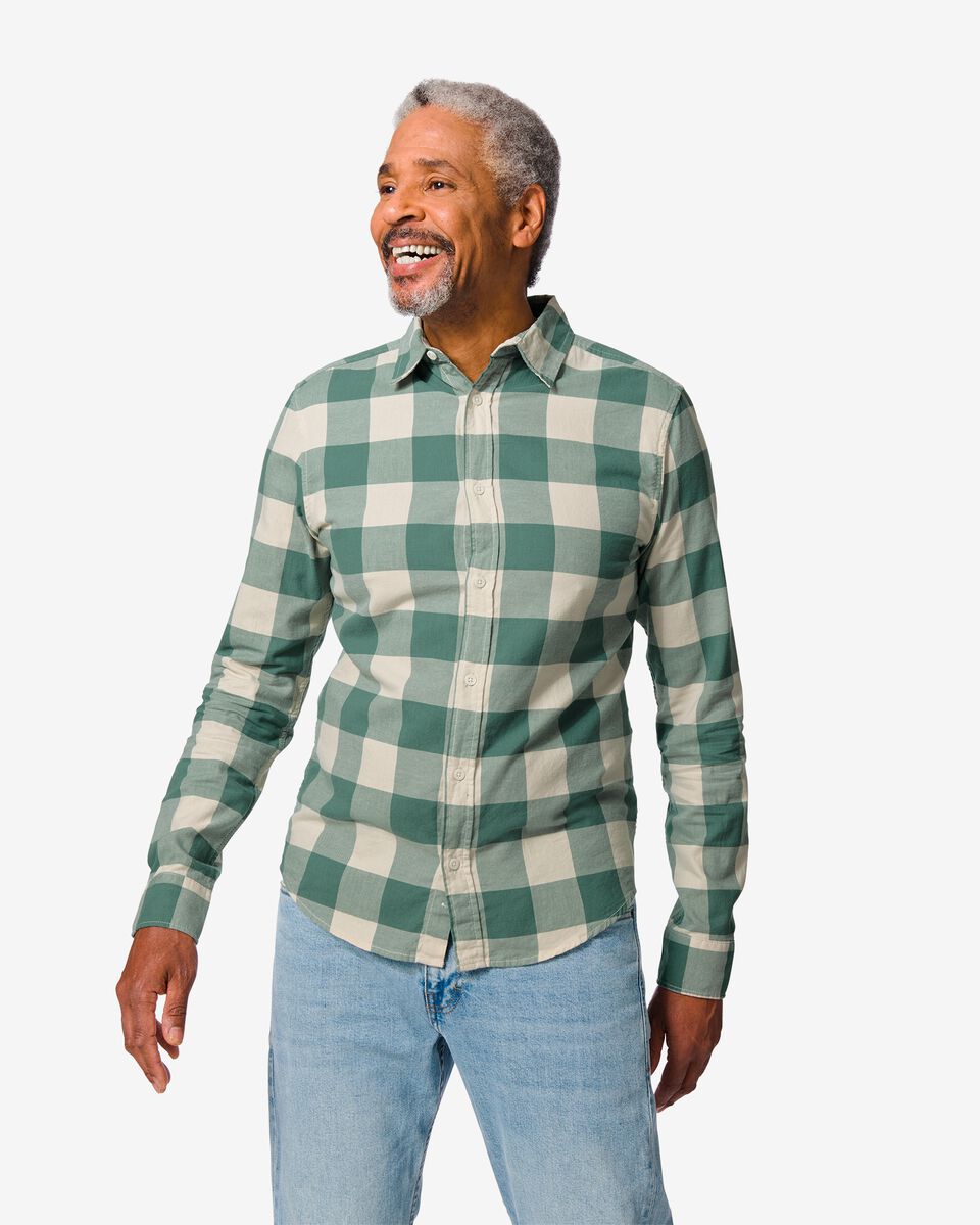heren overhemd flanel groen - 1000029784 - HEMA
