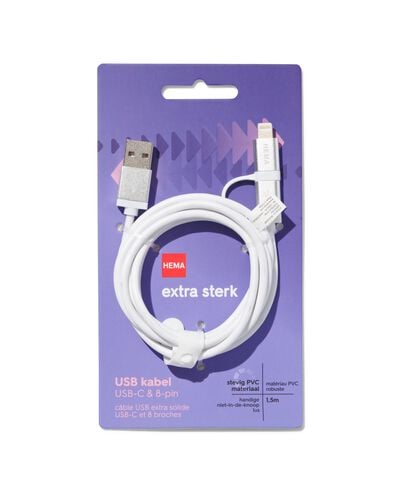 USB laadkabel 8-pin & type C - 39630149 - HEMA