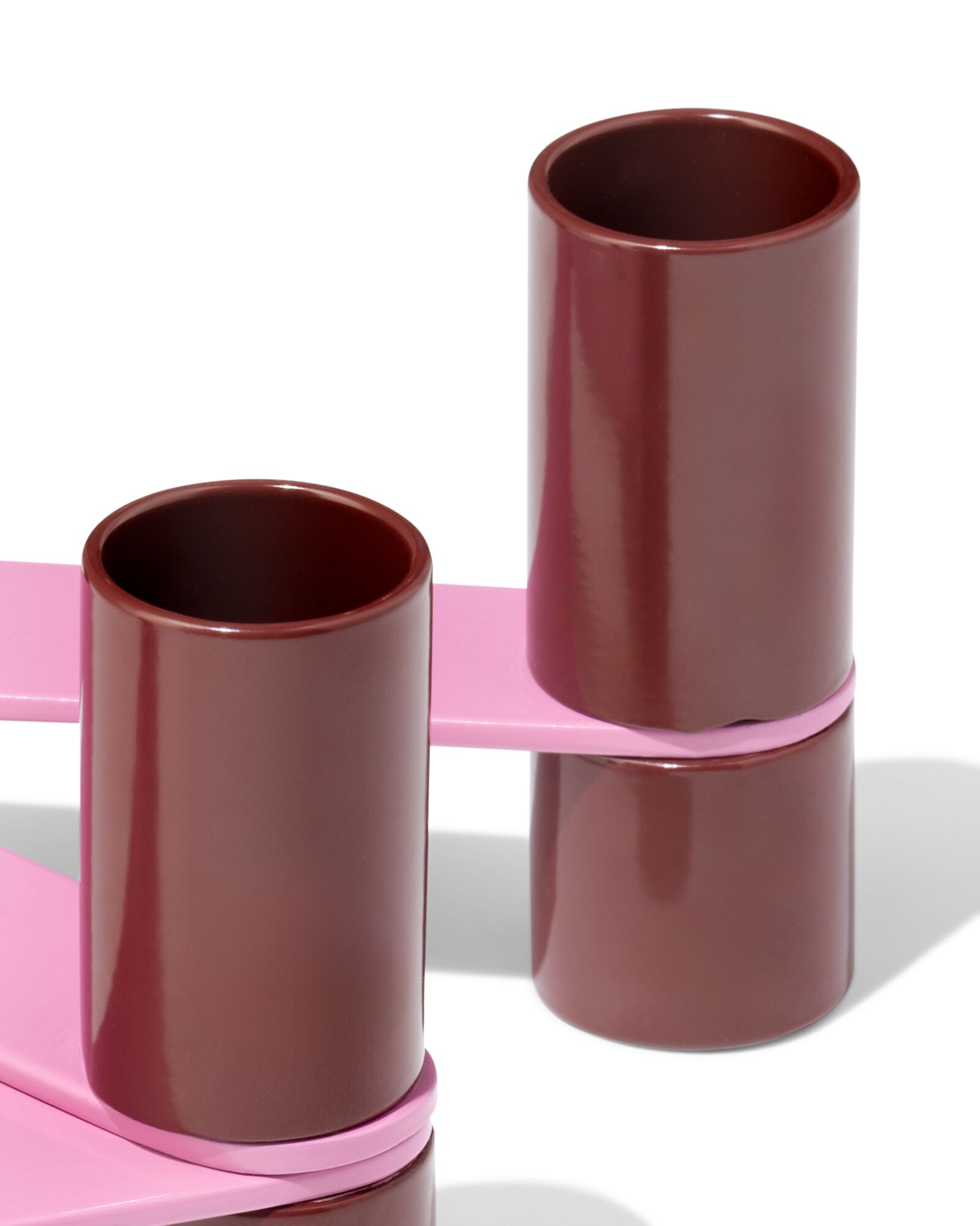 bougeoir 15x7 cm m&eacute;tal zigzag bordeaux - 13325084 - HEMA