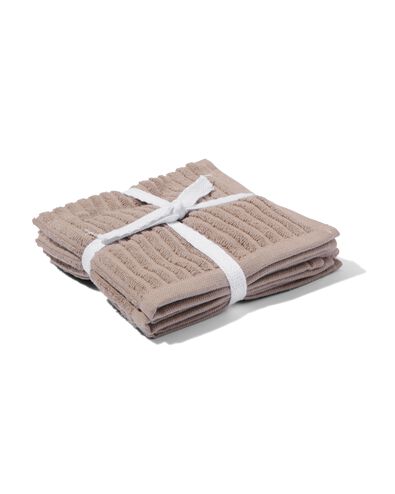 3 lavettes 30x30 coton marron - 5410115 - HEMA