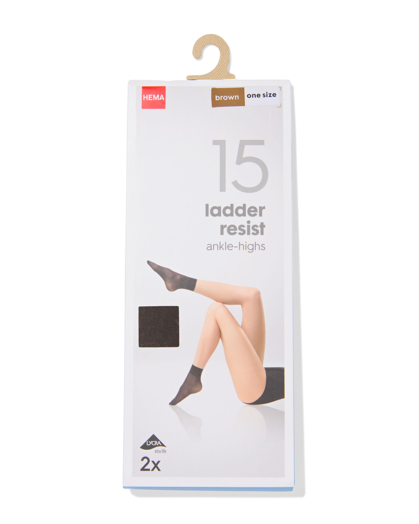 pantysokken 15denier anti-ladder mat - 2 paar bruin one size - 4022761 - HEMA
