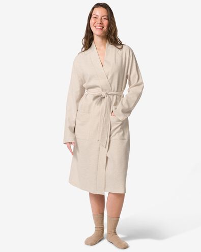 damesbadjas katoen wafelstructuur naturel naturel - 23400395NATURAL - HEMA