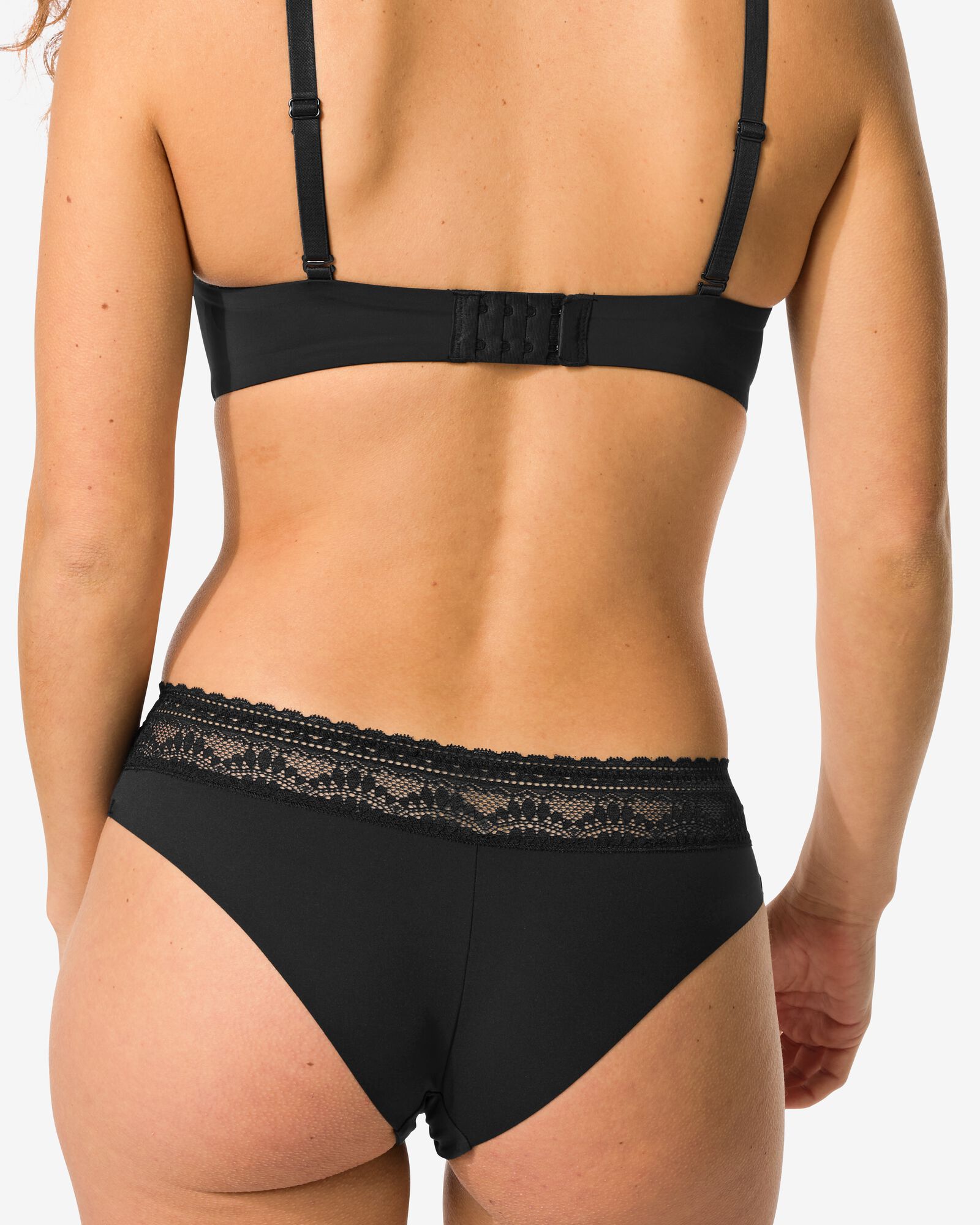Damen-Brazilian aus Mikrofaser mit Spitze schwarz schwarz - 19680909BLACK - HEMA