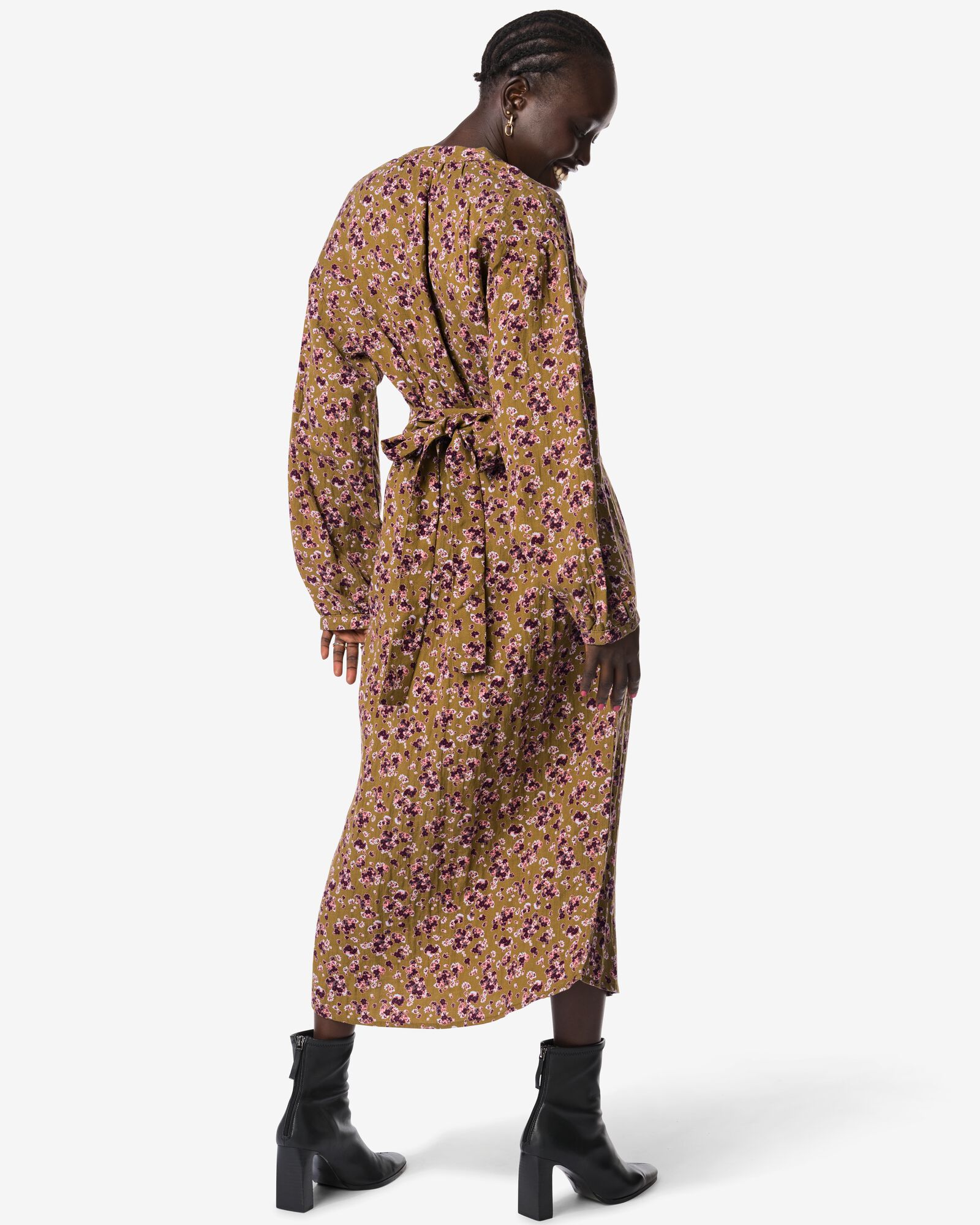 Damenkleid Inez, gebl&uuml;mt khakifarben khakifarben - 36207630KHAKI - HEMA