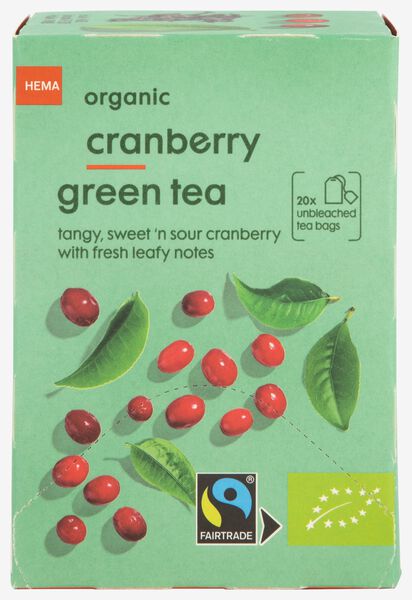 Bio-Grüntee Cranberry, 20 Beutel - 17190004 - HEMA