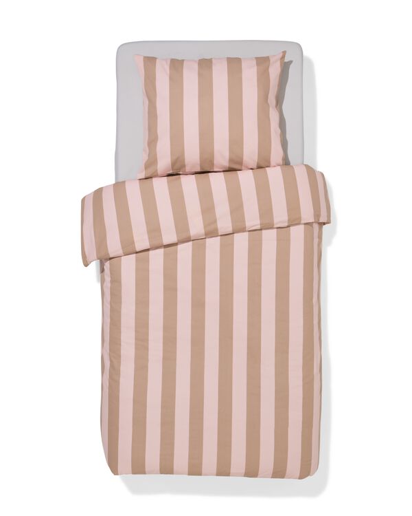 housse de couette 140x200/220cm coton doux ray&eacute; rose - 5750146 - HEMA