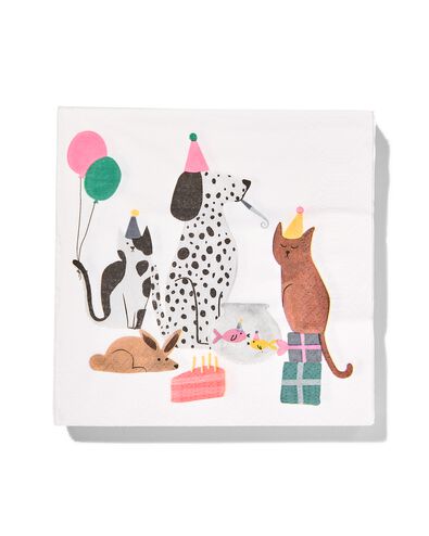 20 serviettes 33x33 en papier animaux en fête - 14200385 - HEMA