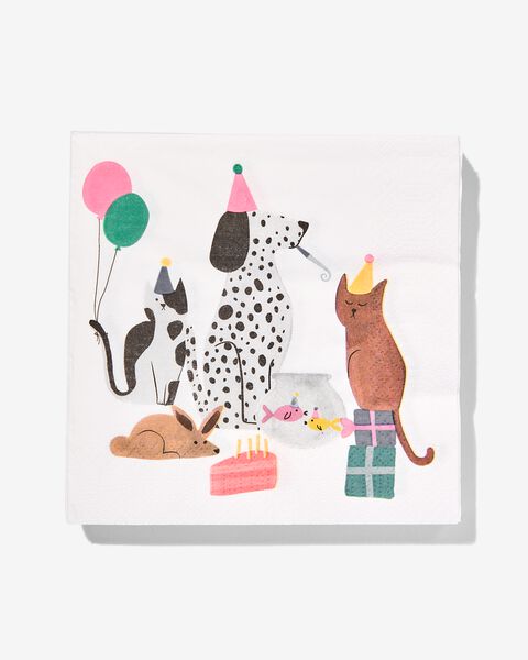 20 serviettes 33x33 en papier animaux en fête - 14200385 - HEMA