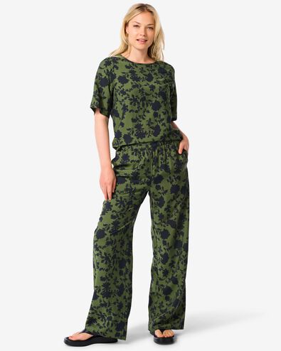 pantalon Lara &agrave; fleurs pour femmes vert - 36209585GREEN - HEMA